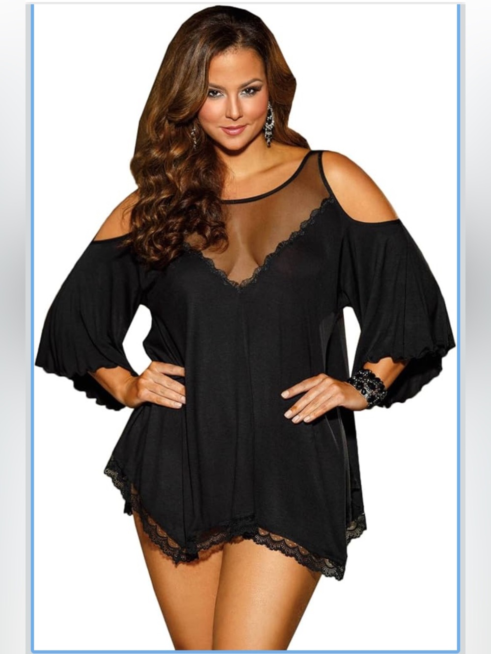 Shirley of Hollywood
Black Jersey Knit Sleepshirt (Plus Size)